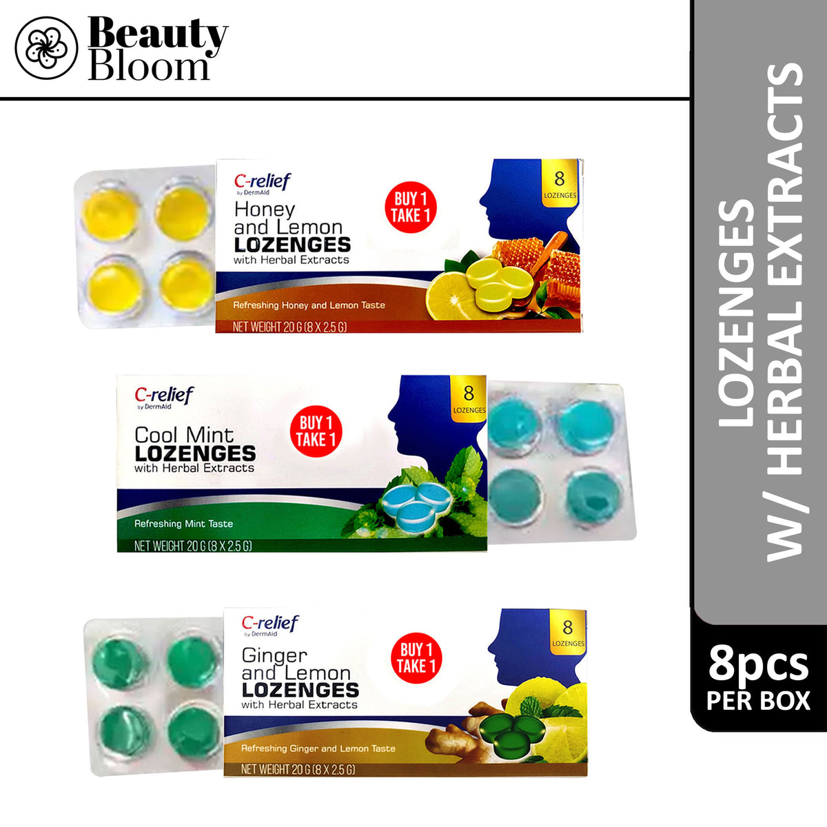 C- Relief By Dermaid Lozenges 8's Buy 1 Take 1