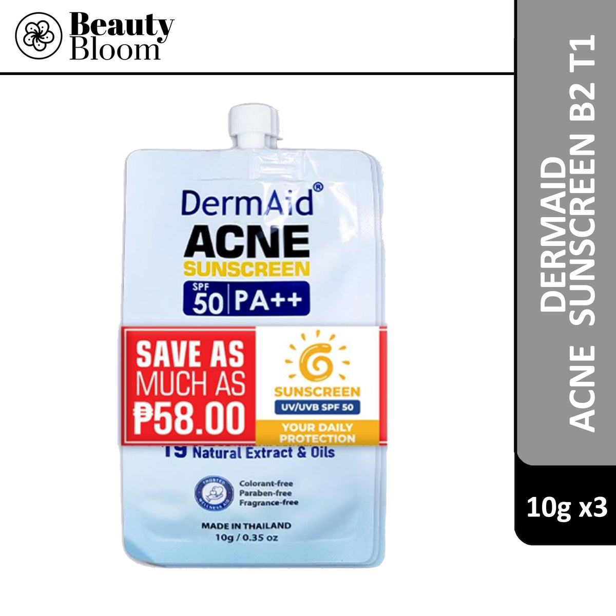 Dermaid Acne Sunscreen SPF50 PA++ 10g Buy 2 Take 1