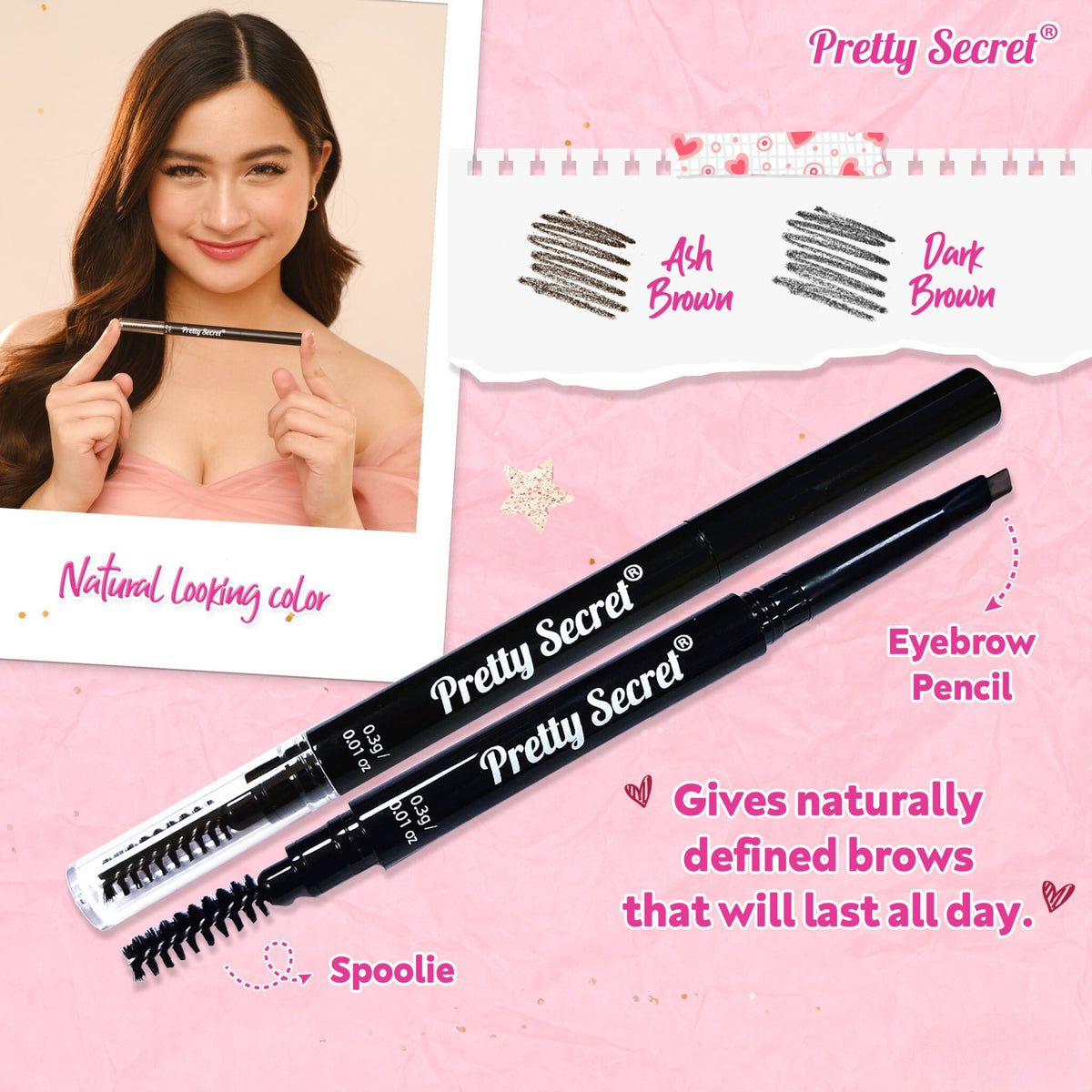 Pretty Secret Eyebrow Pencil with Spoolie - 0.3g