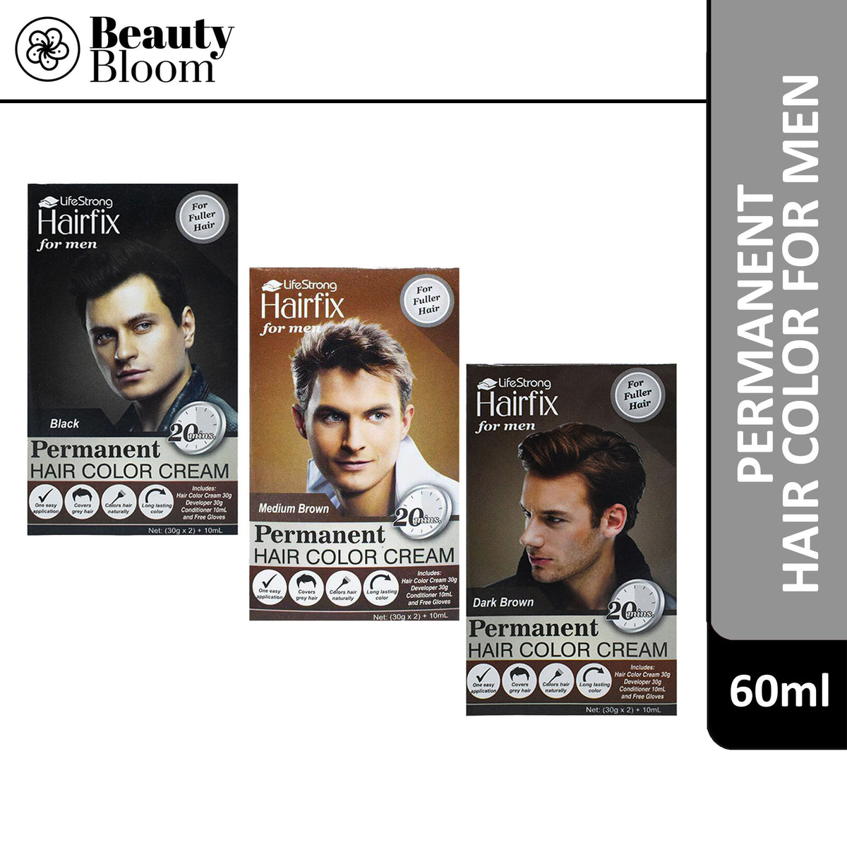 HairFix Hair Color Cream for Men - 60ml