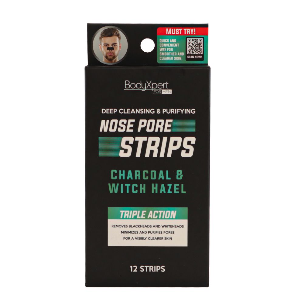 BodyXpert For Men Nose Pore Strips 12's Charcoal & Witch Hazel