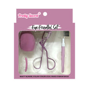 Pretty Secret Eye Essential Set Eyelash curler Make up sponge Eyebrow Brush