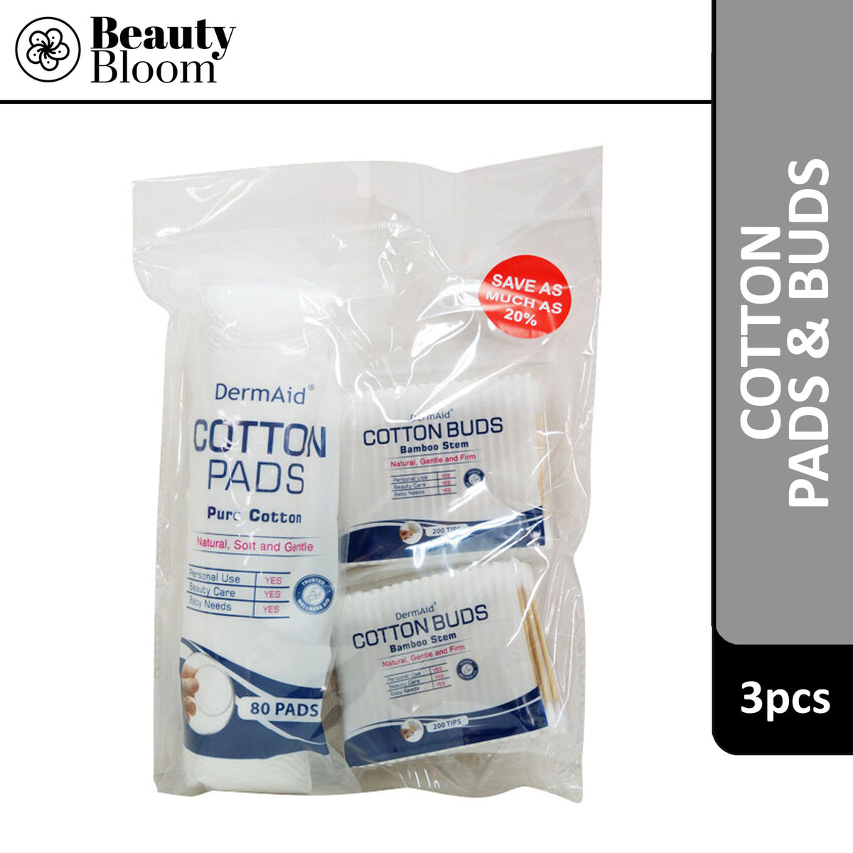 Dermaid Cotton Pads 80's & Buds 400 tips Bundle