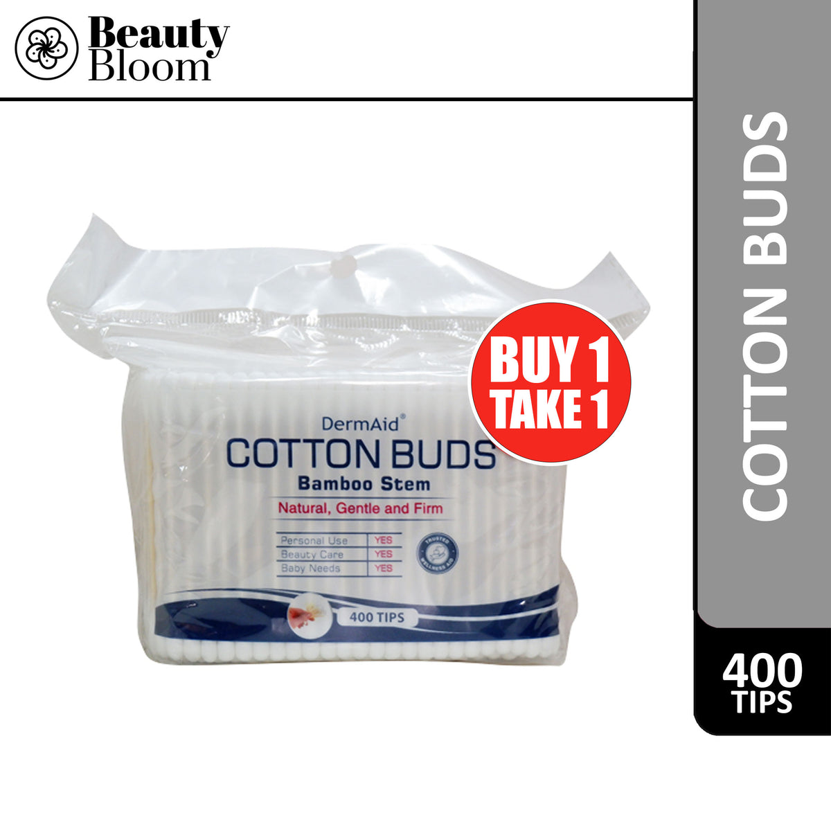 Dermaid Bamboo Cotton Buds 400 tips Buy 1 Take 1