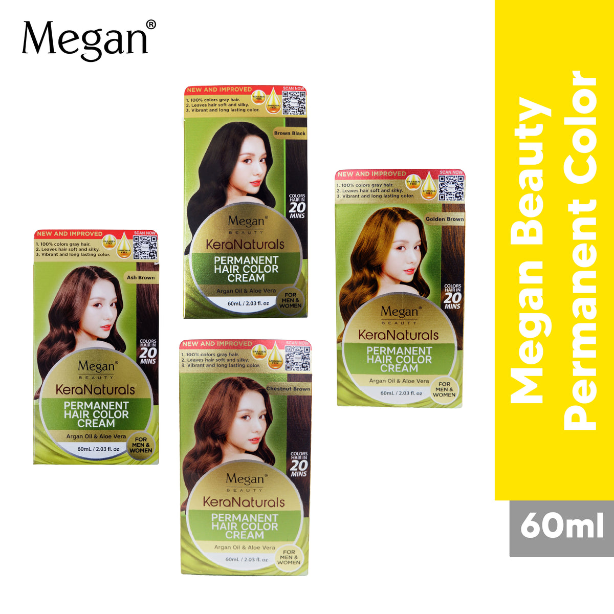 Megan Keranaturals Permanent Hair Color Cream 60ml