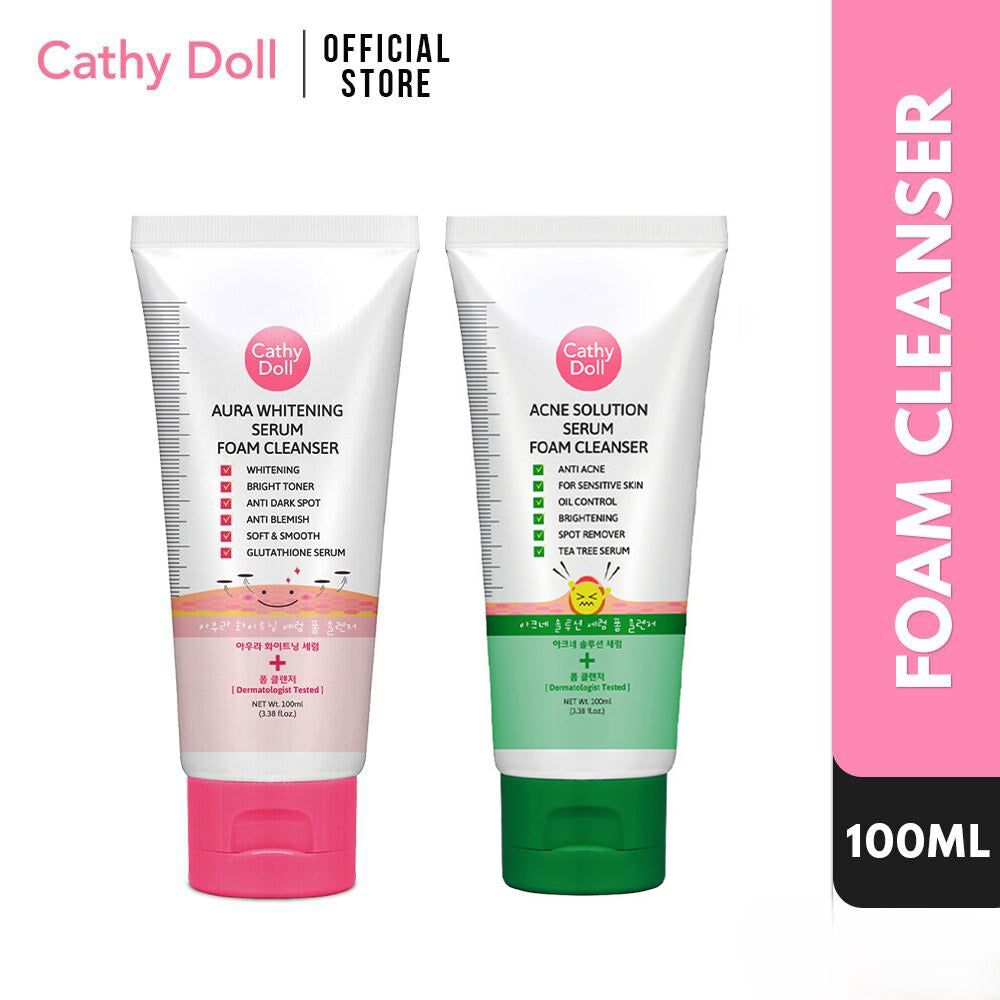 Cathy Doll Aura Whitening Serum Foam Cleanser and Acne Solution Serum Foam Cleanser 100ml