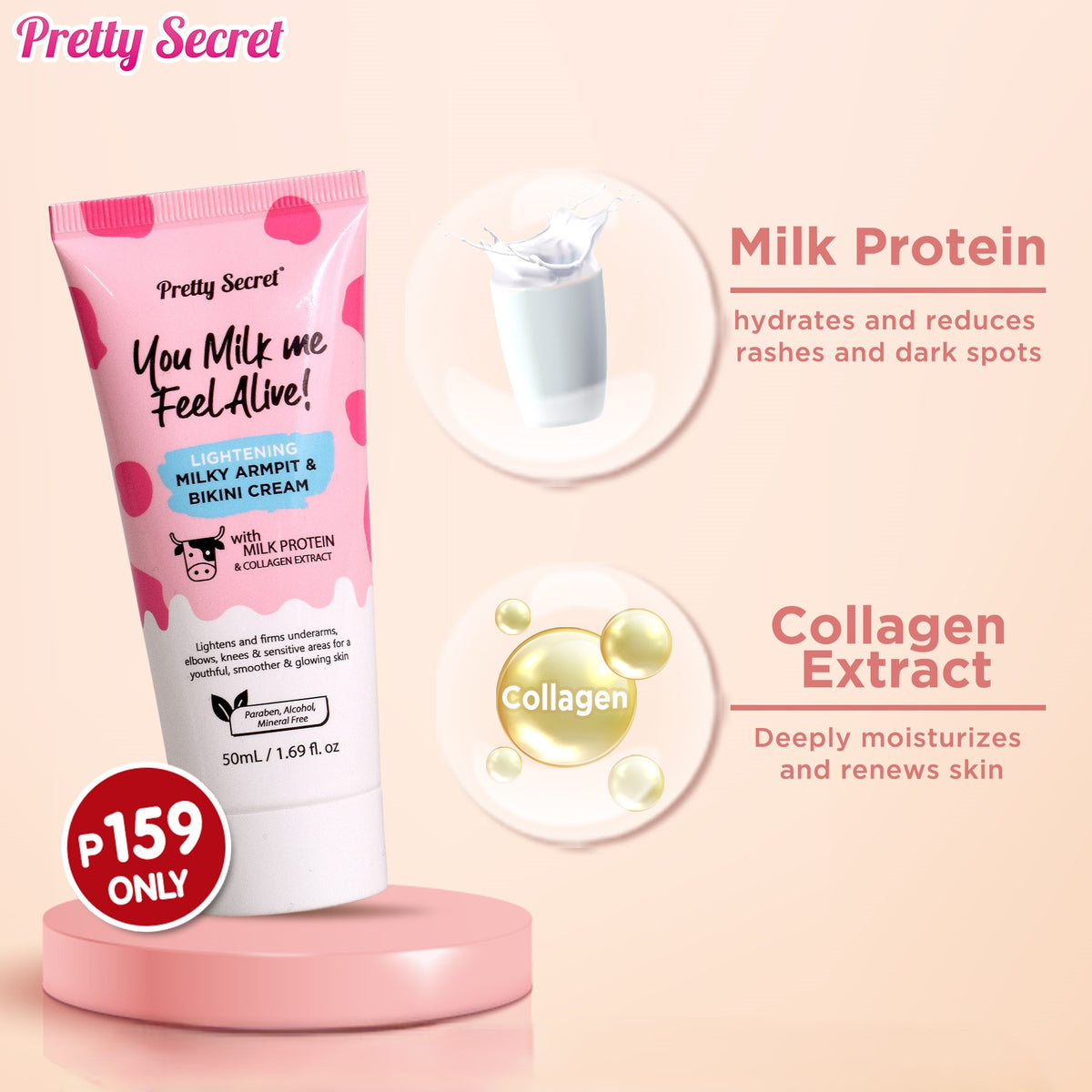 Pretty Secret Milk Lightening Armpit & Bikini cream 50g