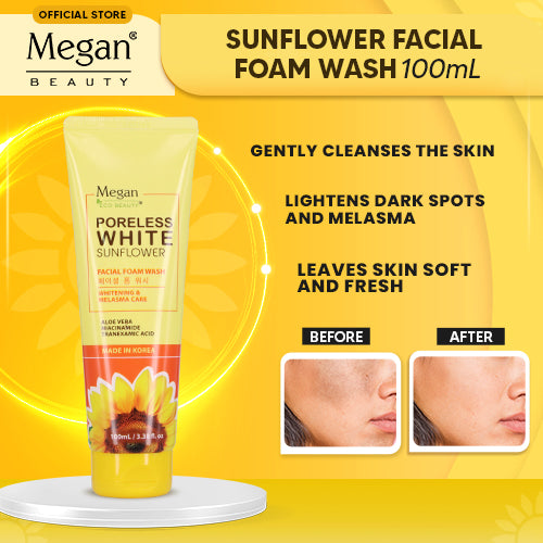 Megan Eco Beauty Poreless White Sunflower Facial Foam Wash 100ml