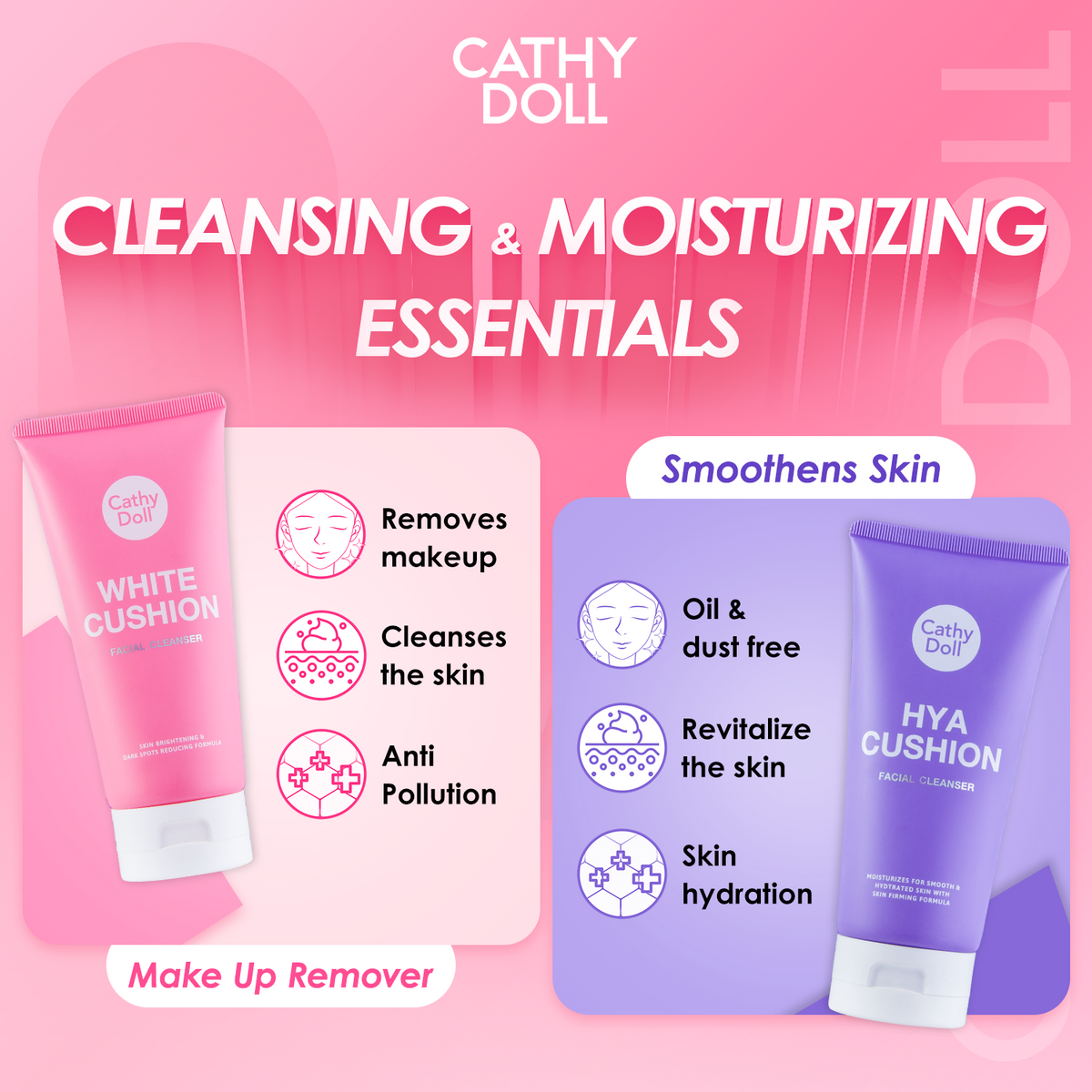 Cathy Doll HYA Cushion and WHITE Cushion Facial Foam Cleanser 120ml