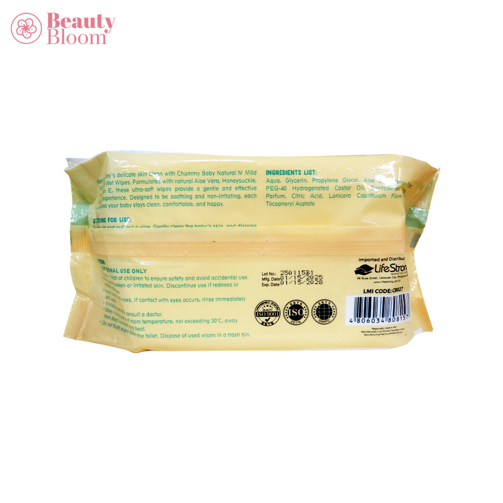 Chummy Baby Natural n' Mild Wet Wipes 100 Sheets