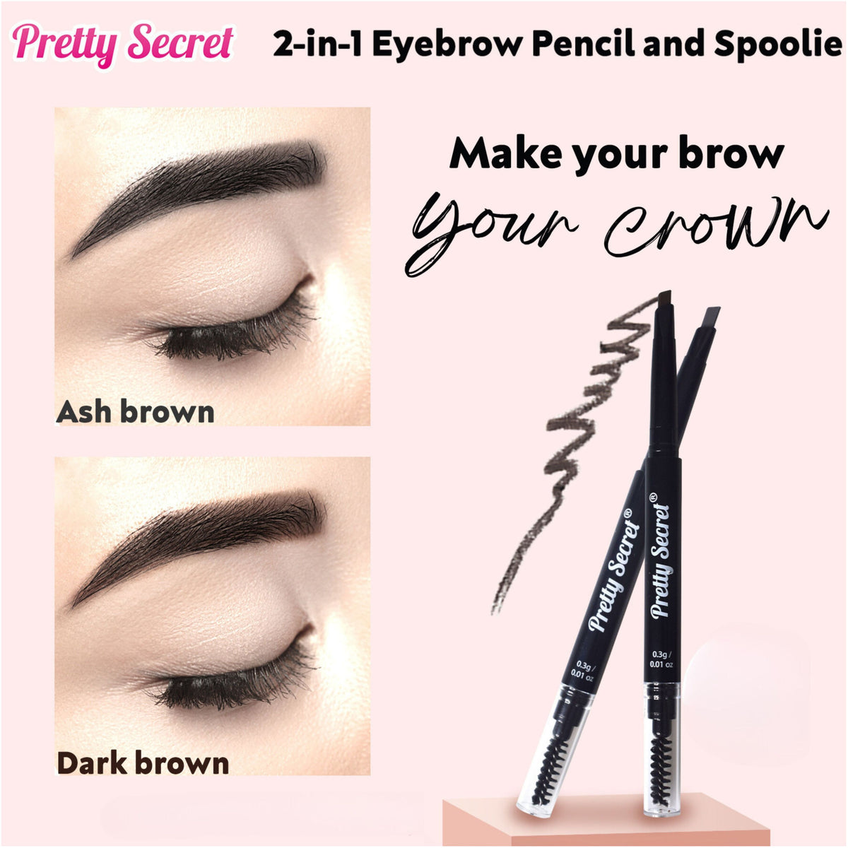 Pretty Secret Eyebrow Pencil with Spoolie - 0.3g
