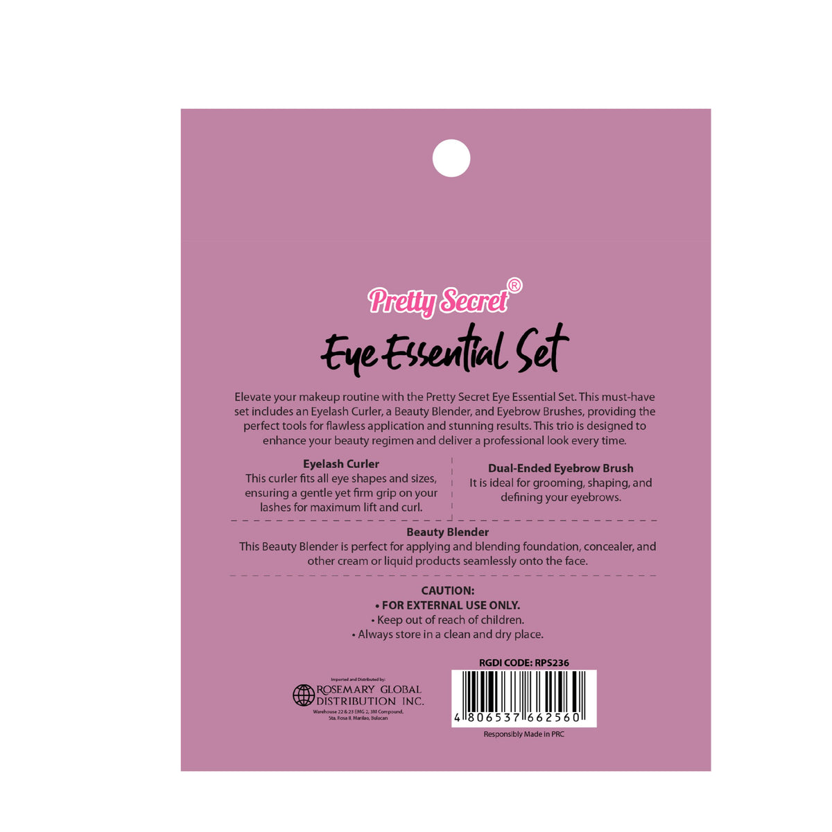 Pretty Secret Eye Essential Set Eyelash curler Make up sponge Eyebrow Brush