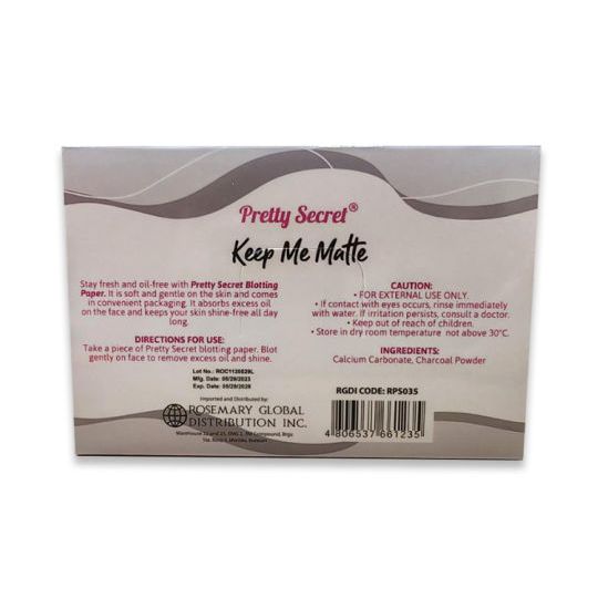 Pretty Secret Oil Blotting Paper x 60's - Bamboo Charcoal