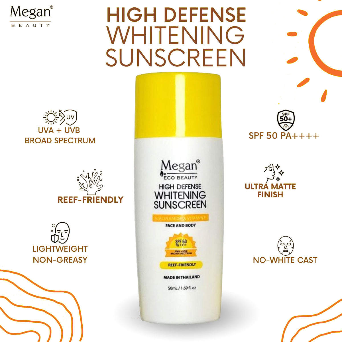 Megan Whitening Sunscreen SPF 50 50ml