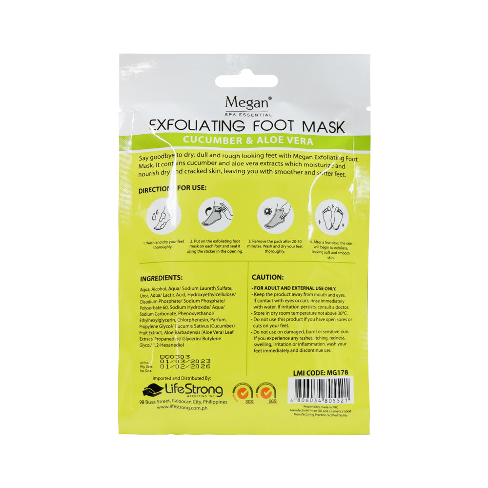 Megan Exfoliating Foot Mask - Cucumber & Aloe Vera