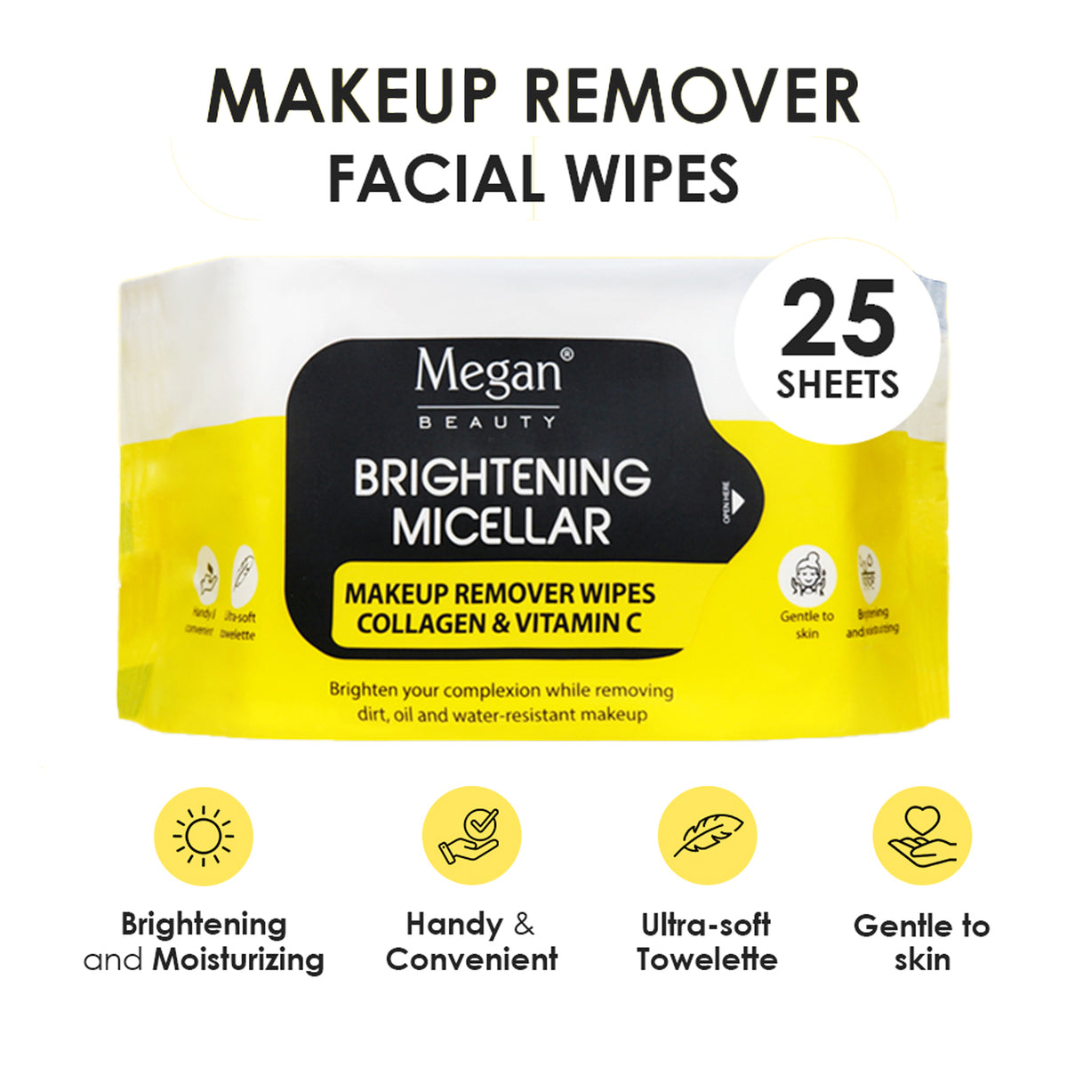 Megan Make Up Remover Wipes 25's - Collagen and Vitamin C