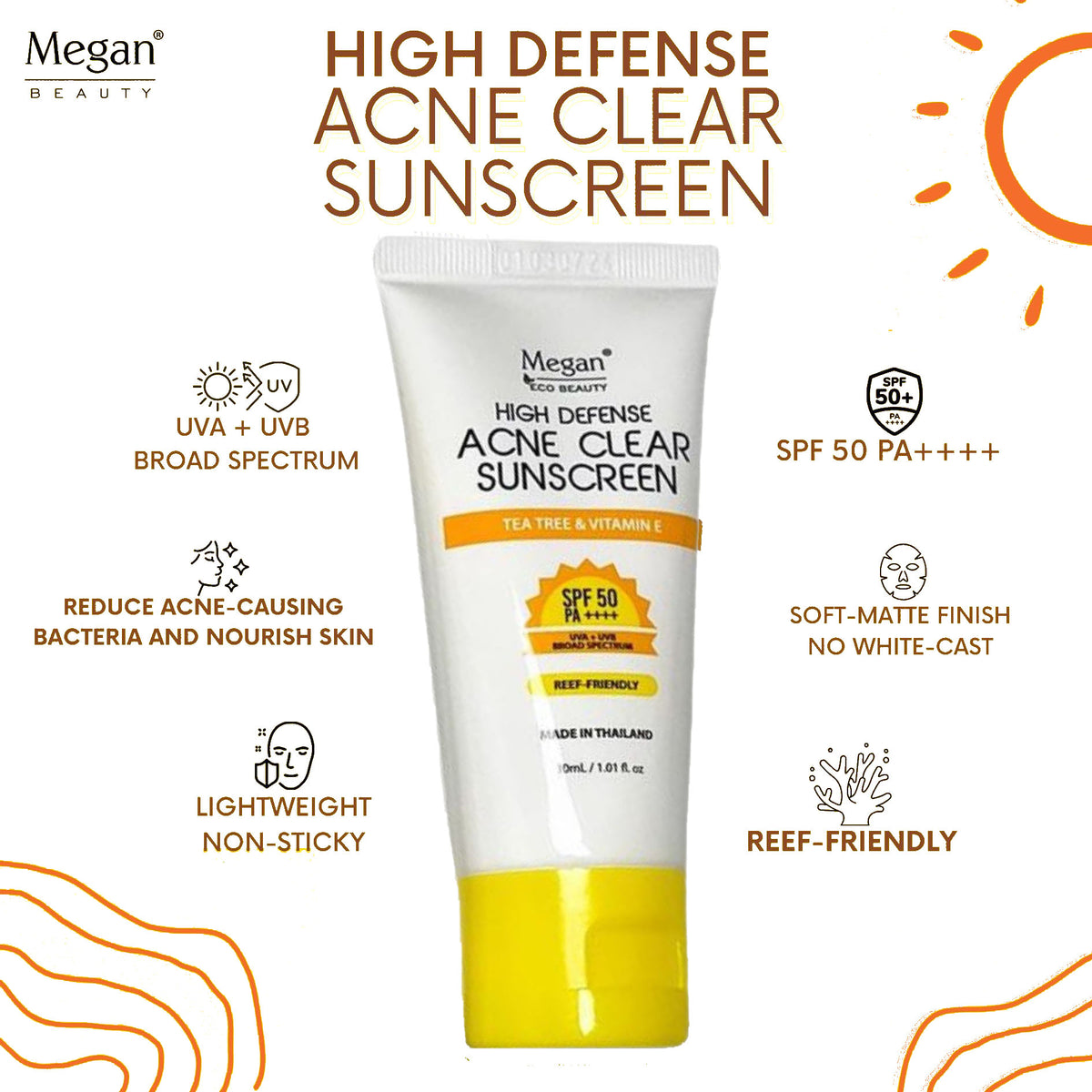 Megan Acne Clear Sunscreen SPF 50 30ml