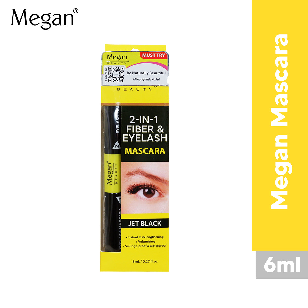 Megan 2-in-1 Fiber & EyeLash Mascara 8ml - Jet Black