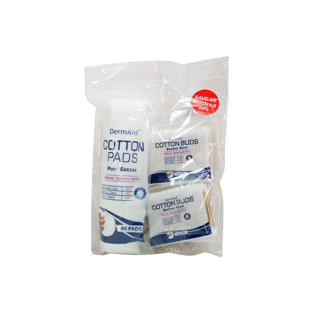 Dermaid Cotton Pads 80's & Buds 400 tips Bundle
