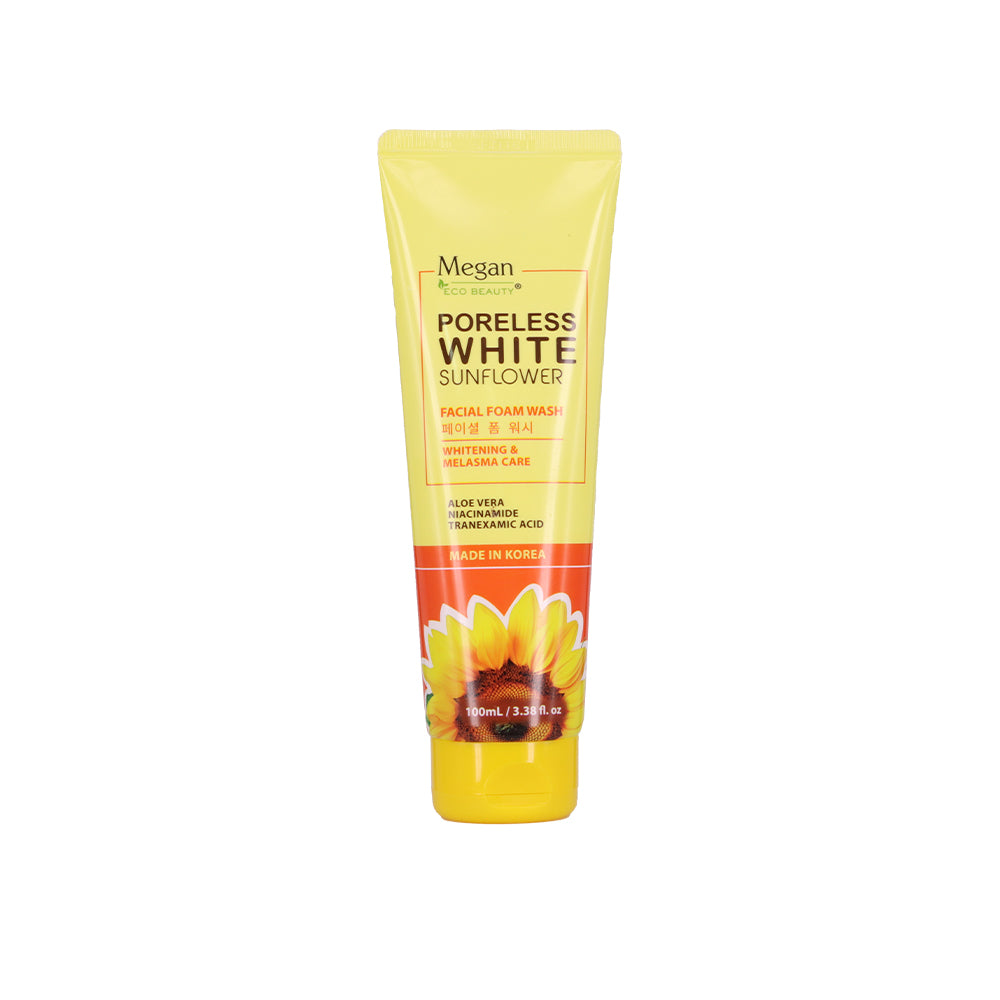 Megan Eco Beauty Poreless White Sunflower Facial Foam Wash 100ml
