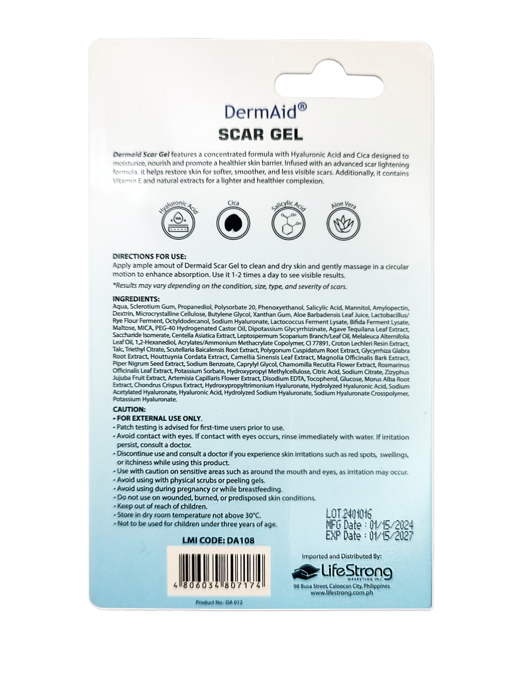 Dermaid Scar Erase Gel Serum 10g