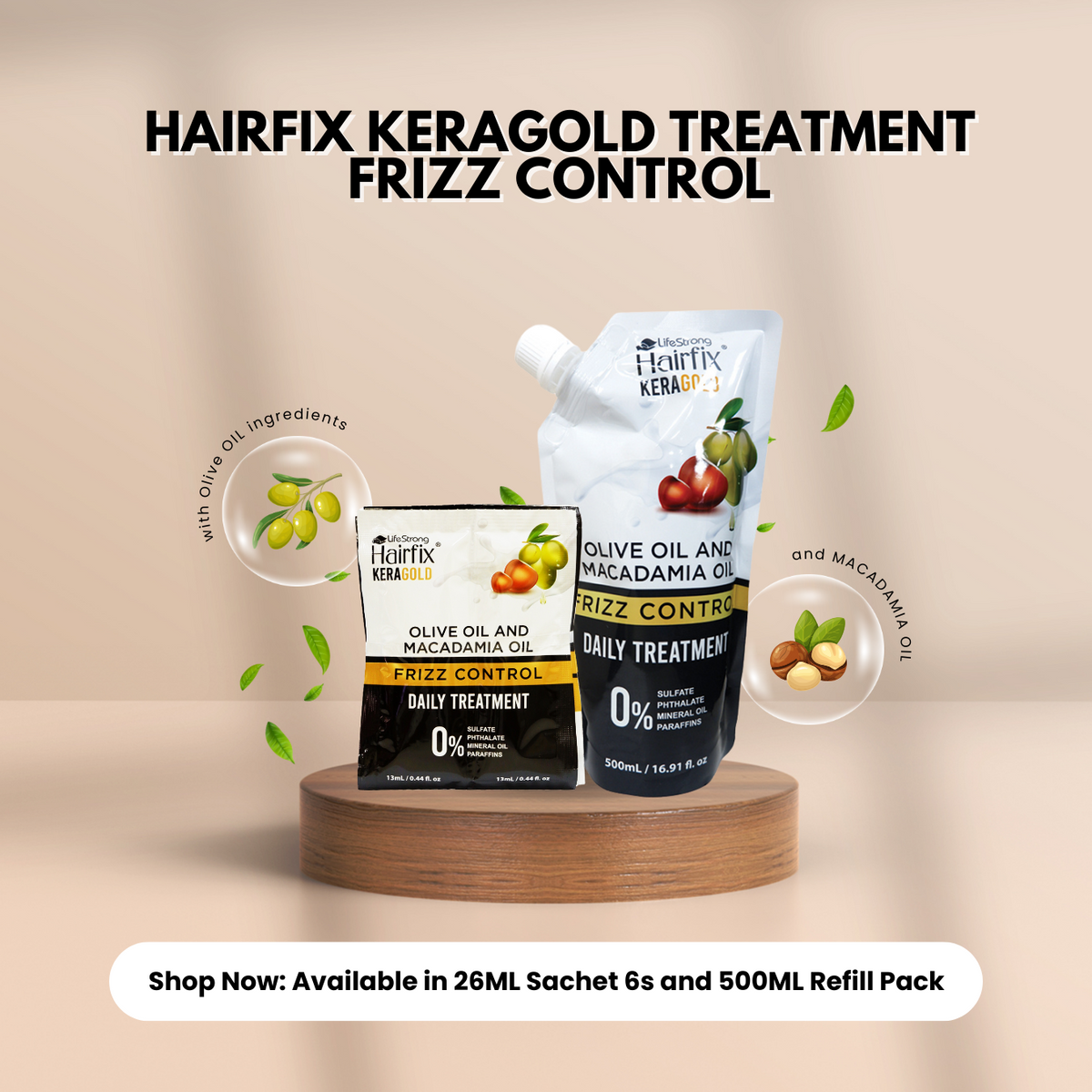 Hairfix KeraGold Frizz Control Treatment - Olive & Macadamia