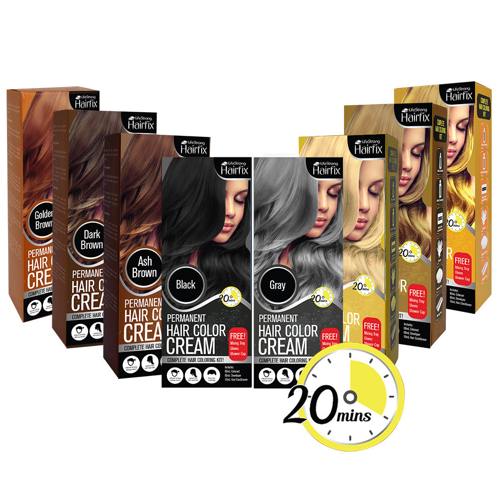 HairFix Permanent Hair Color Cream Kit 120ml Buy 1 Take 1 - Golden Brown