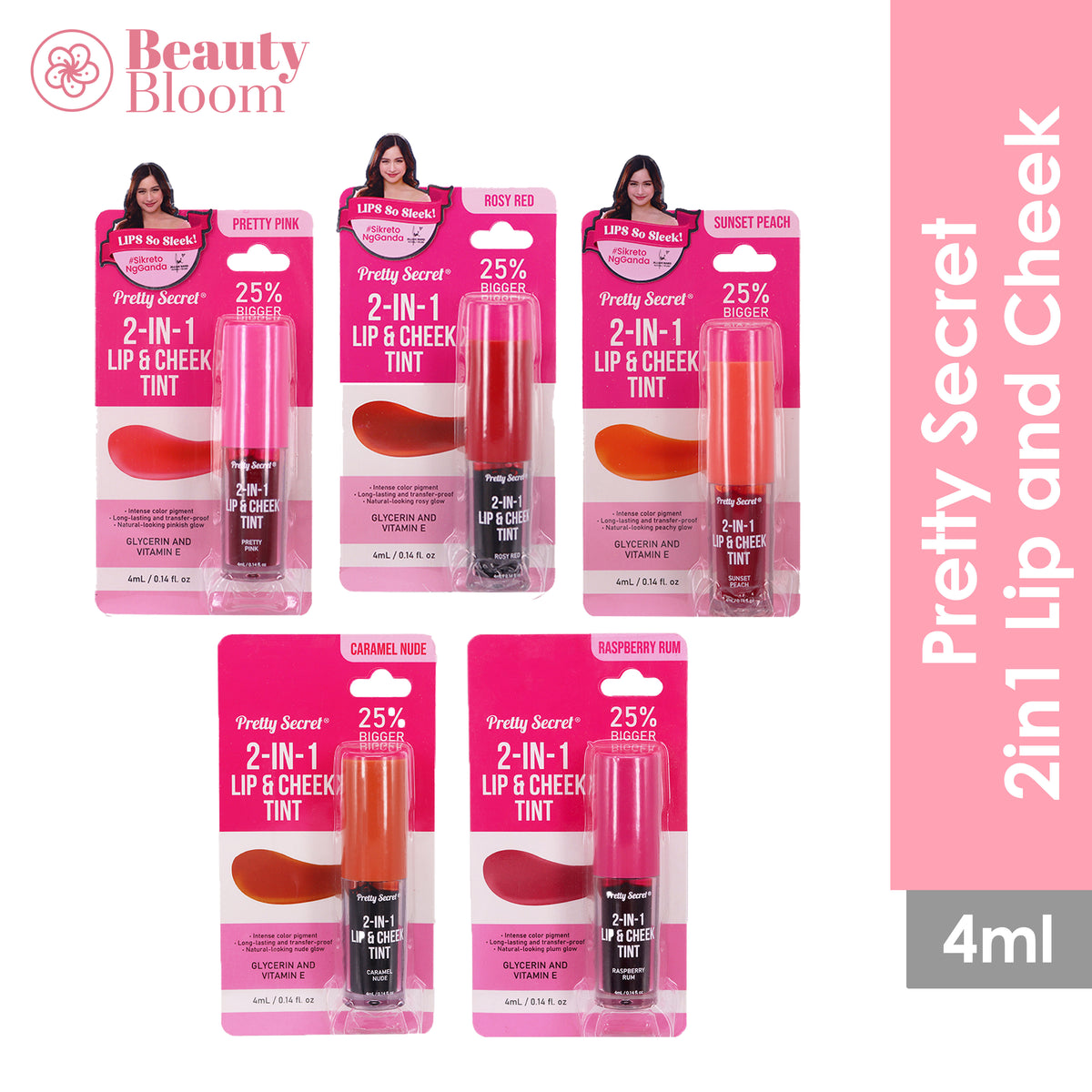 Pretty Secret Dreamy Stain 2-in-1 Lip & Cheek Tint - 4ml