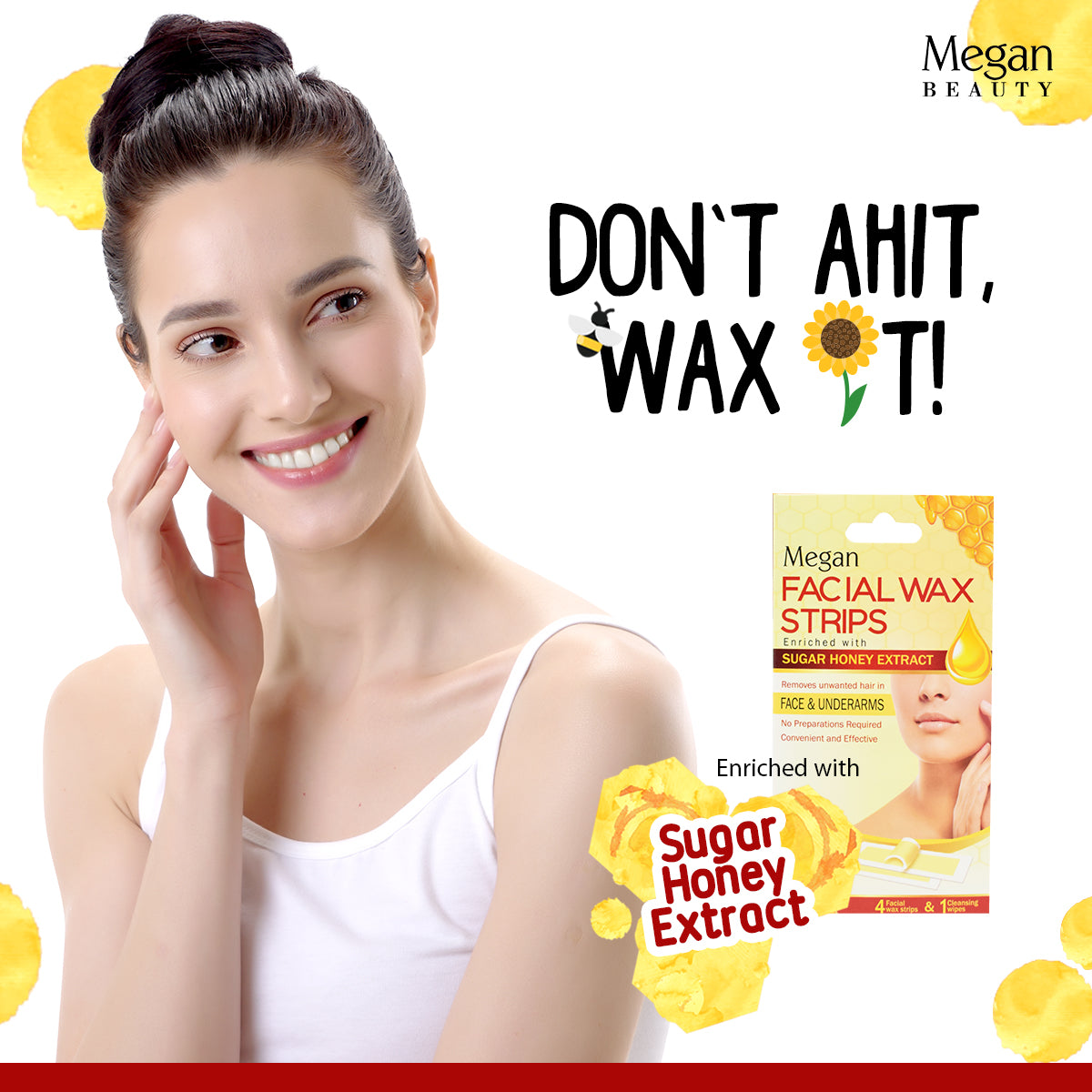 Megan Sugar Honey Facial Wax Strips 4's